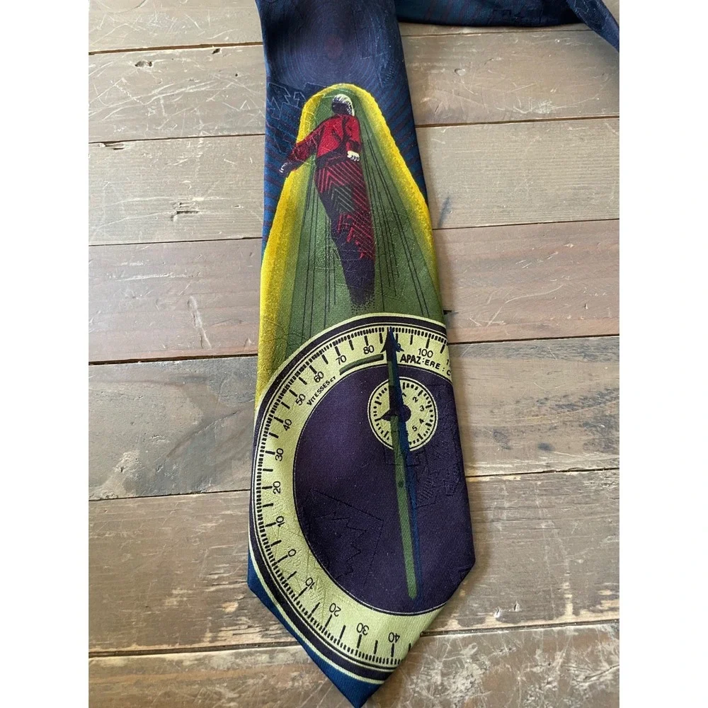XMI Nordstrom Silk Tie Journey to Mars Navy Blue Hand Made USA